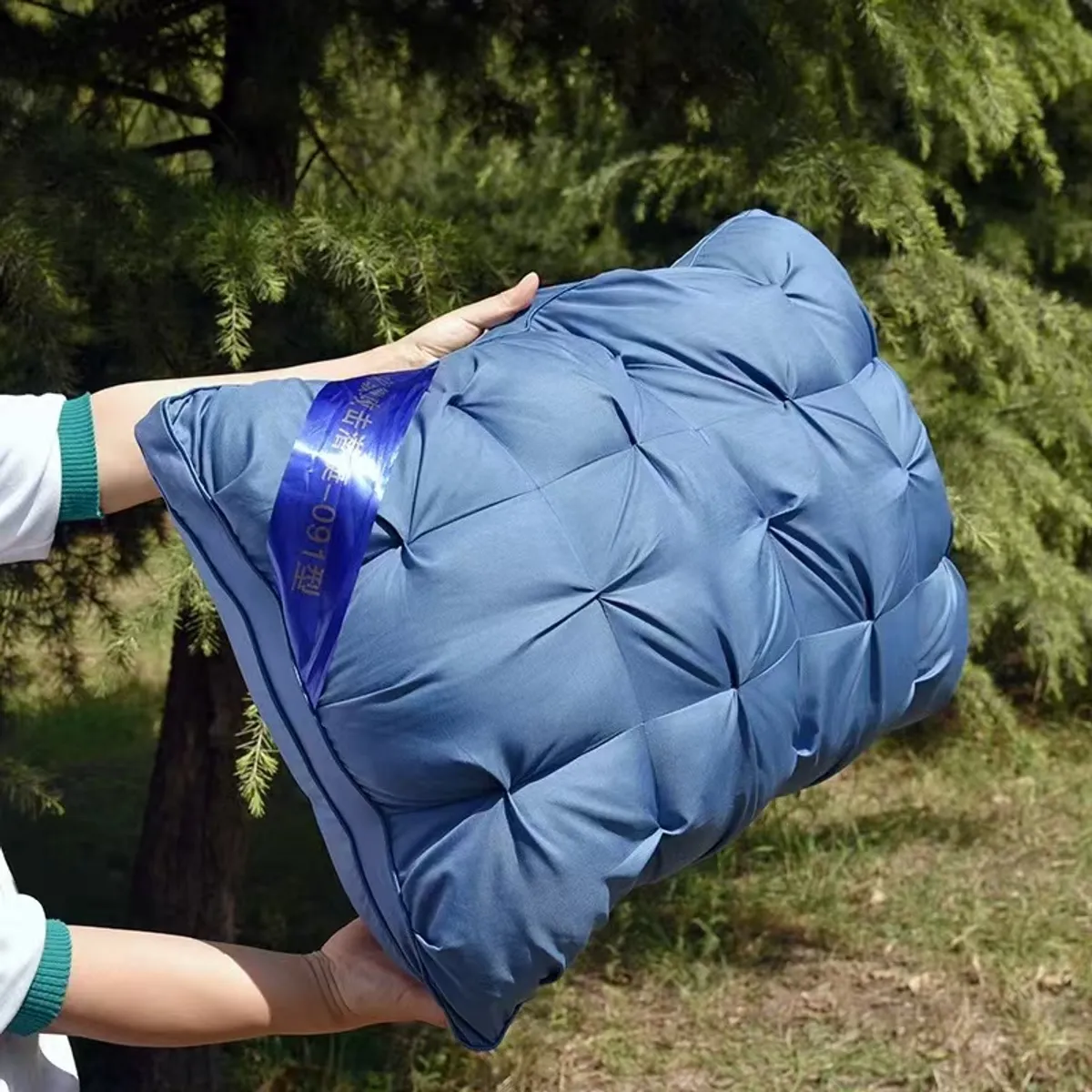 ANGELES DEL HOGAR - Almohada Plumon Retorcido 48x74 cm Azul