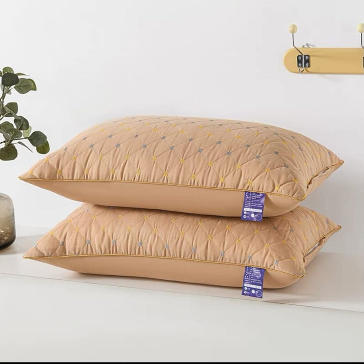 ANGELES DEL HOGAR - Pack 2 Almohadas Rectangular Microfibra 45x70 cm Rosa palo