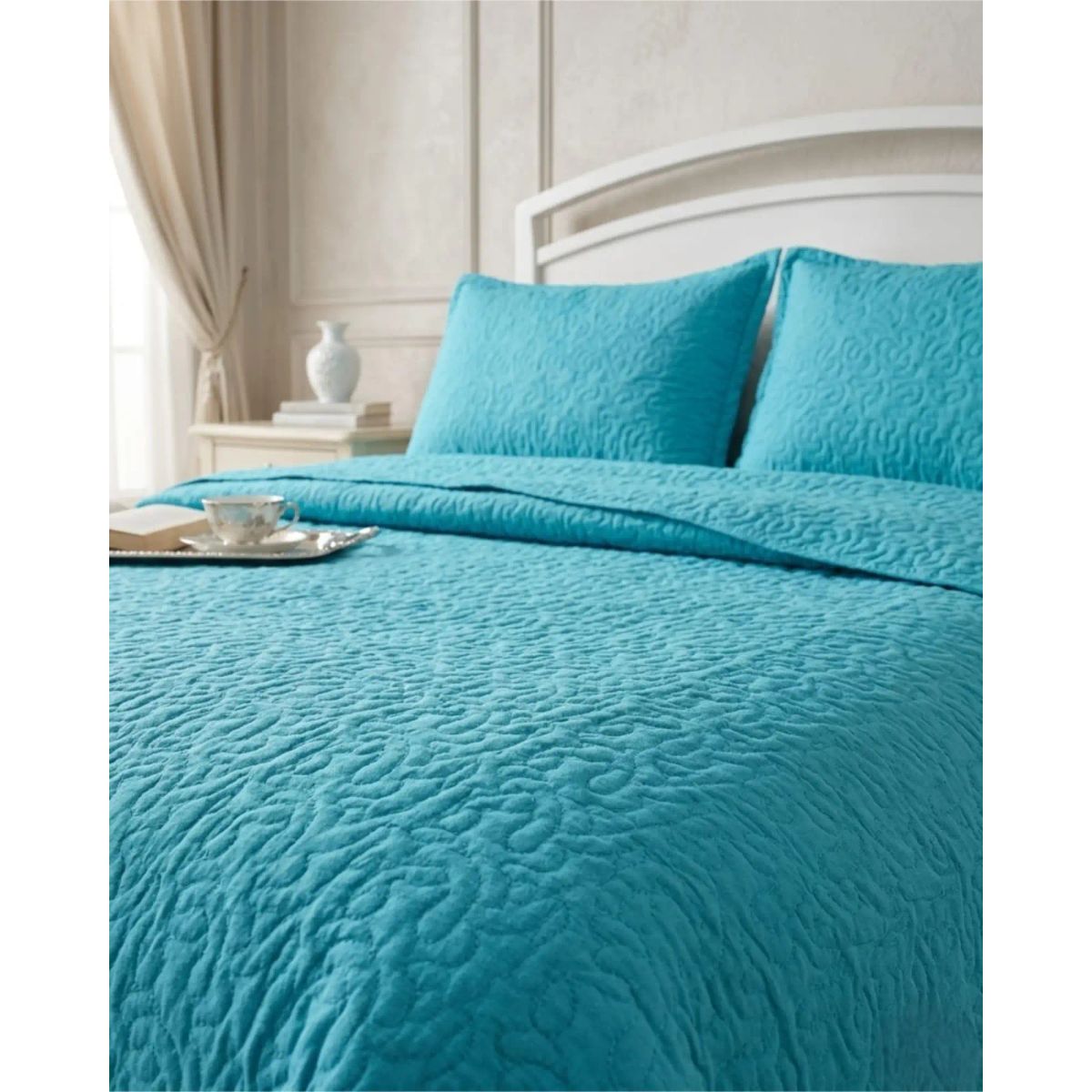 GENERICO - Cubrecama Quilt Verano King Delgado Texturizado Set Con Fundas
