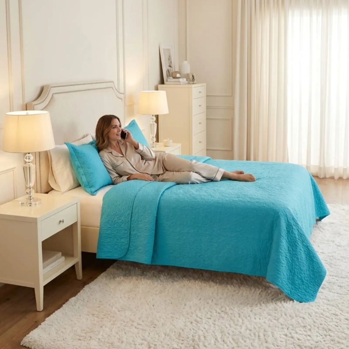 GENERICO - Cubrecama Quilt Verano King Delgado Texturizado Set Con Fundas