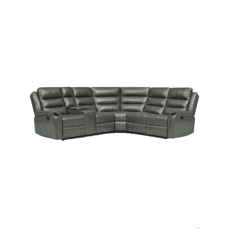 ECOMUSO - RECLINABLE SECCIONAL DAYTON 3PC PU GRIS ECOMUSO 8099