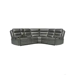 ECOMUSO - RECLINABLE SECCIONAL DAYTON 3PC PU GRIS 8099