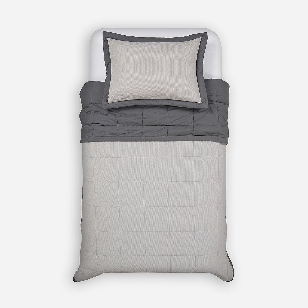 ROSEN - Cubrecama Algodón Stripes Grafito 1,5 Plazas