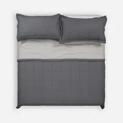 ROSEN - Cubrecama Algodón Stripes Grafito 2 Plazas