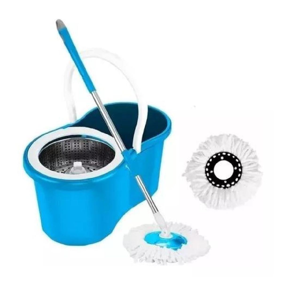 GENERICO - Trapeador giratorio para piso 360° con balde celeste