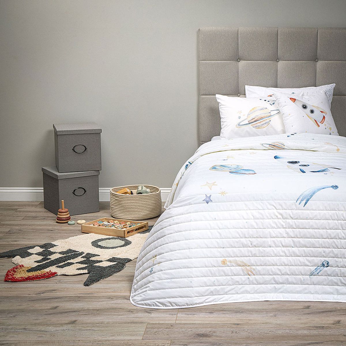 ROSEN - Cubrecama Rosen Kids Algodón Universo 1,5 Plazas