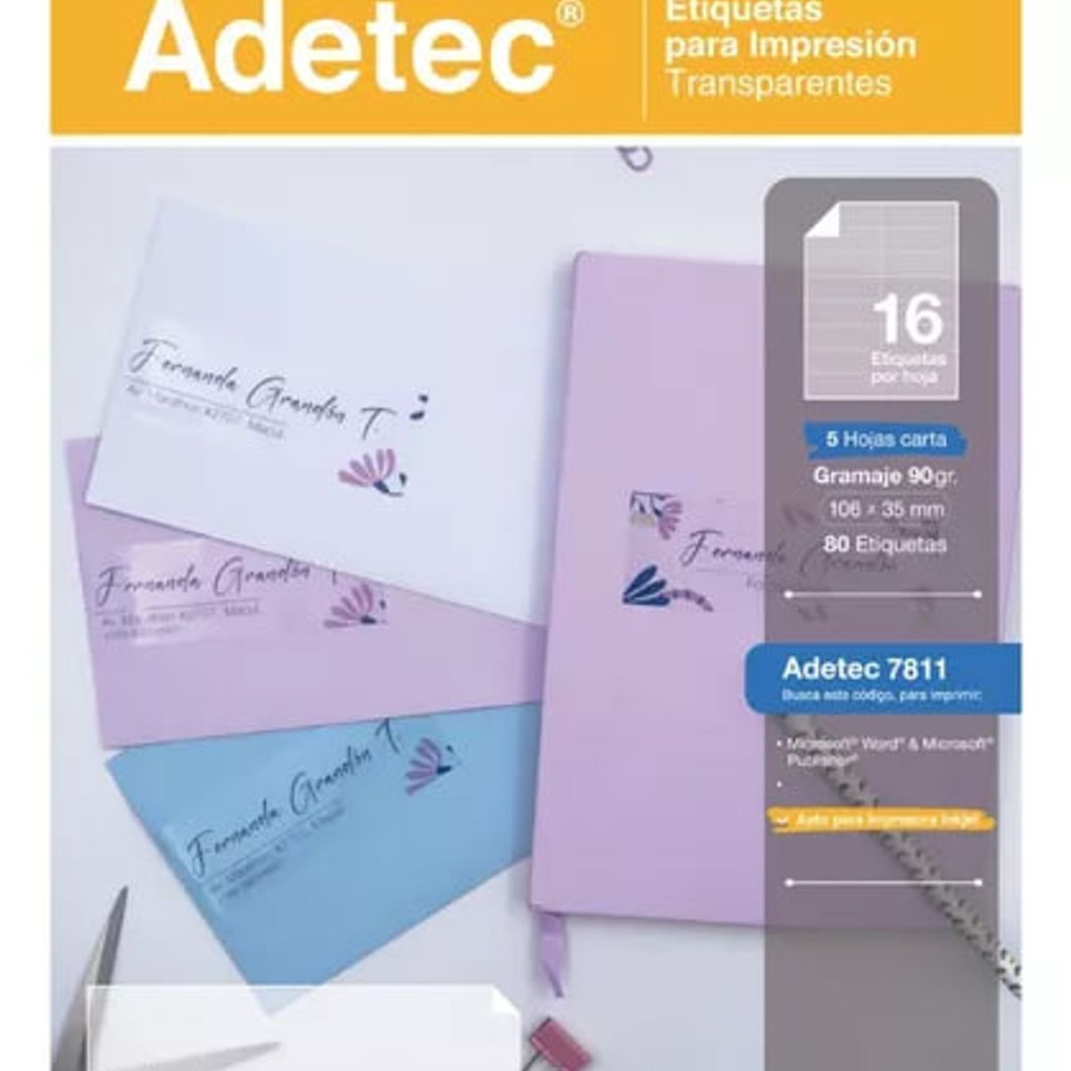ADETEC - Etiqueta Adhesiva Transparente 106x35 mm