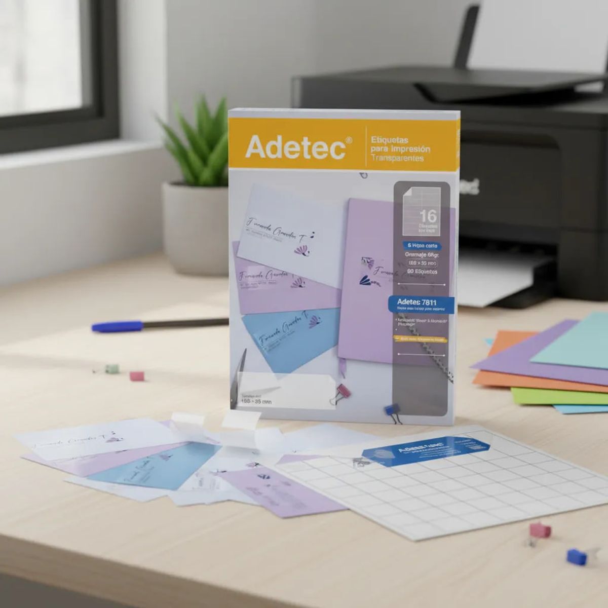 ADETEC - Etiqueta Adhesiva Transparente 106x35 mm