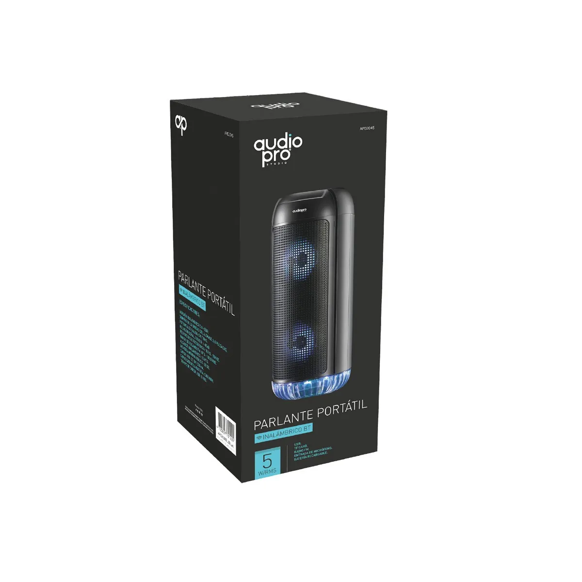 AUDIOPRO - Parlante Bluetooth Con Iluminación Led Azul 5w Rms - SC