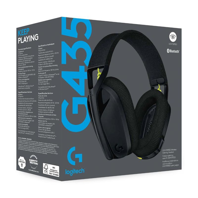 LOGITECH - Audífonos Gaming Inalámbricos Logitech G435 Negro