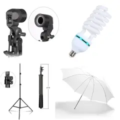 GENERICO - SOQUETE PARA AMPOLLETA E27 + AMPOLLETA 125W + ATRIL + PARAGUAS BLANCO