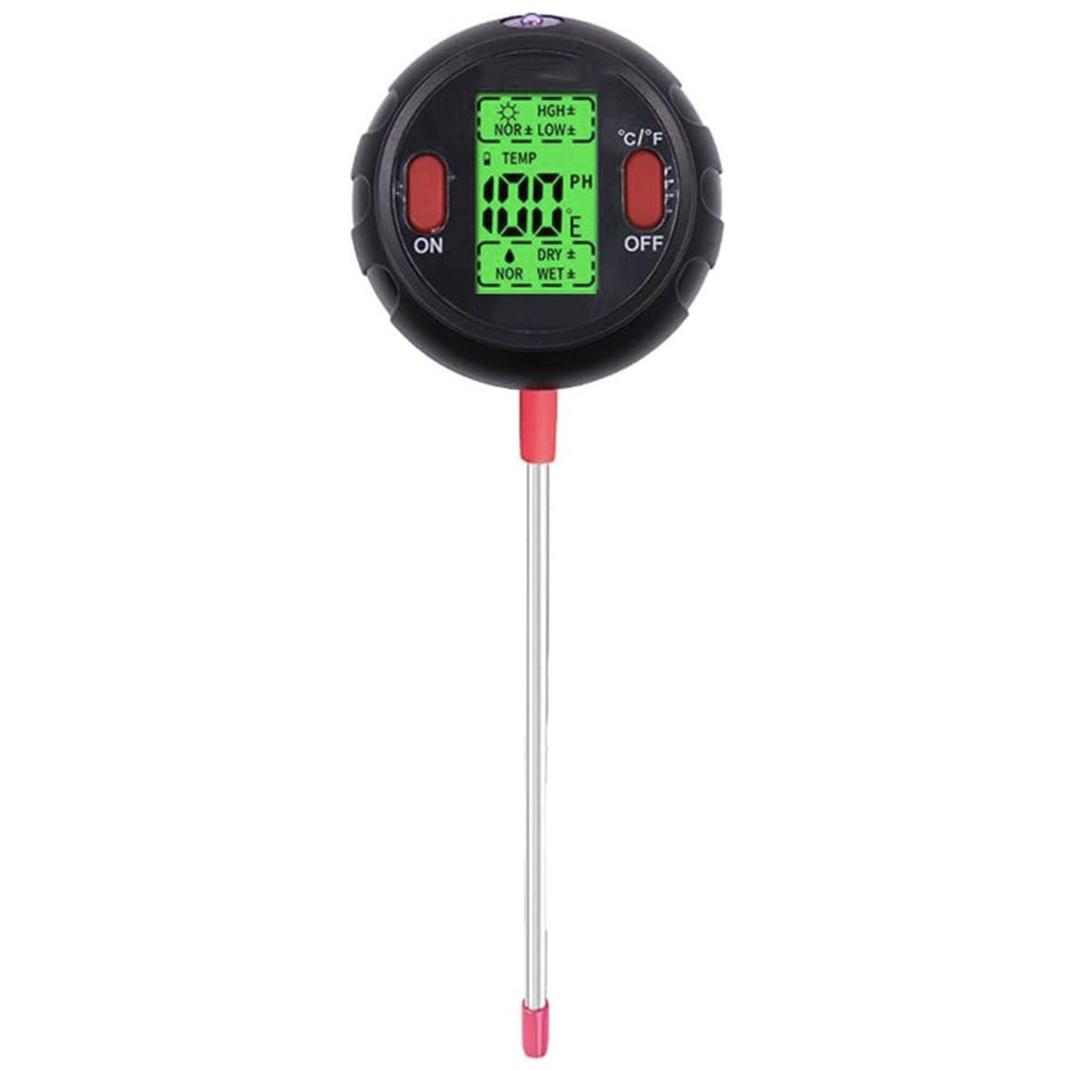 GENERICO - Medidor Ph Humedad Suelo Temperatura 5 En 1 Con iluminacion