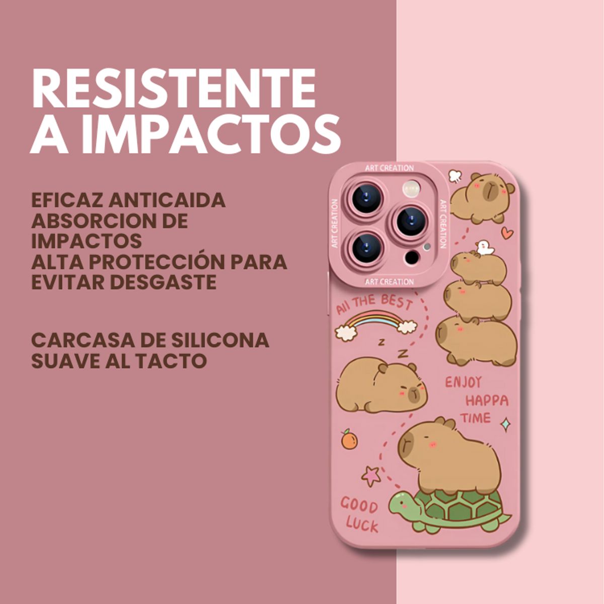 CRUSEC - Carcasa Funda Silicona iPhone 16 Pro Capibara Antigolpes - Rosa