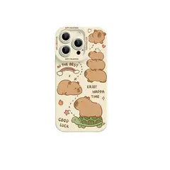 CRUSEC - Carcasa Funda Silicona iPhone 16 Pro Max Capibara Antigolpes - Blanco