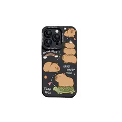 CRUSEC - Carcasa Funda Silicona iPhone 16 Pro Max Capibara Antigolpes - Negro