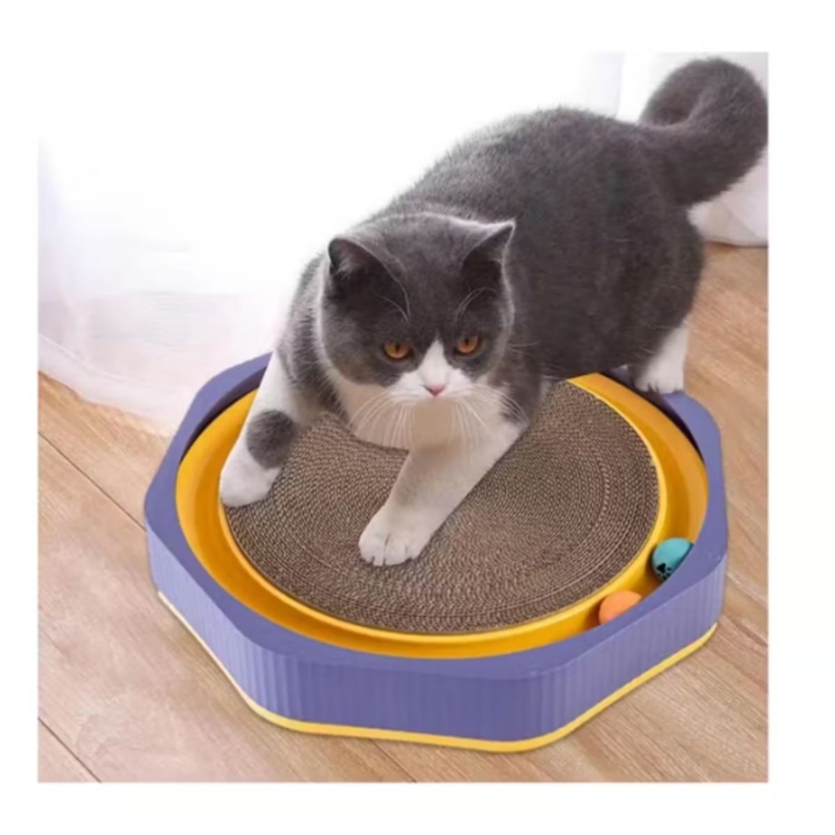 GENERICO - Tabla De Rascar Para Gato Redondo Resistente Con Pelotas