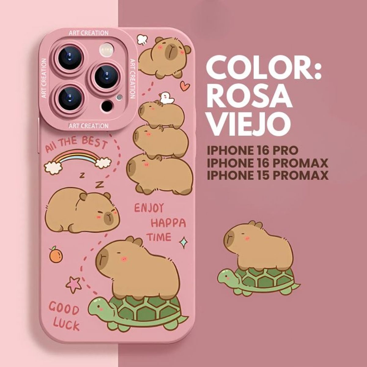 CRUSEC - Carcasa Funda Silicona iPhone 16 Pro Max Capibara Antigolpes - Rosa