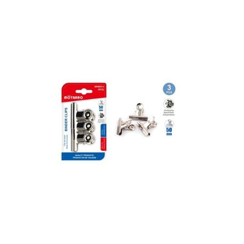 GENERICO - Clip De Papel Plateado 50 Mm 3 Pcs