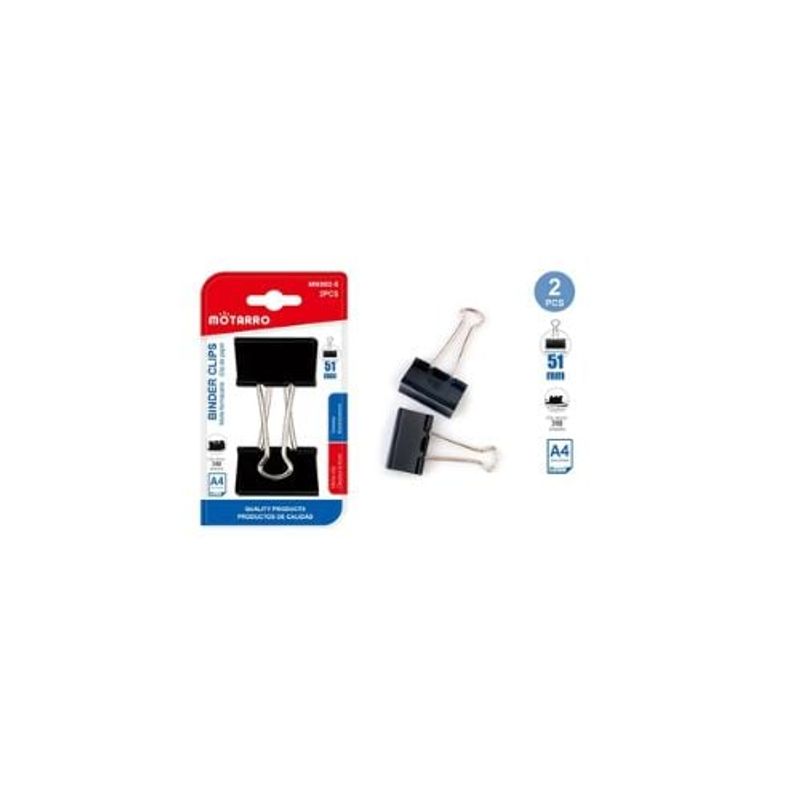 GENERICO - Clip De Papel Negro 51 Mm 2 Pcs