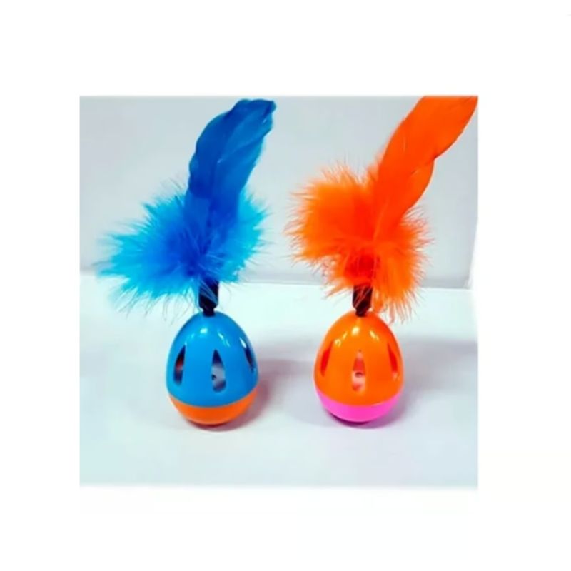 GENERICO - Juguete Para Gatos Huevo Equilibrista Con Pluma Y Cascabel
