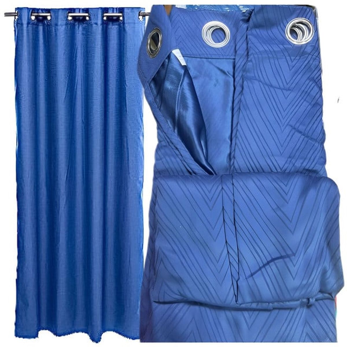 GENERICO - SET CORTINA 2 PAÑOS CON RELIEVE 140X230  AZUL