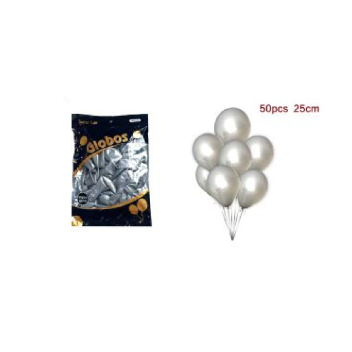 GENERICO - GLOBOS CROMADOS 25 CM 50 PCS