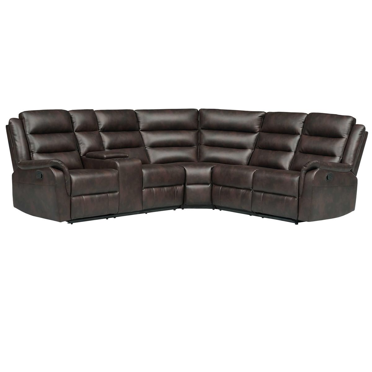 ECOMUSO - RECLINABLE SECCIONAL DAYTON 3PC PU BROWN ECOMUSO 8099