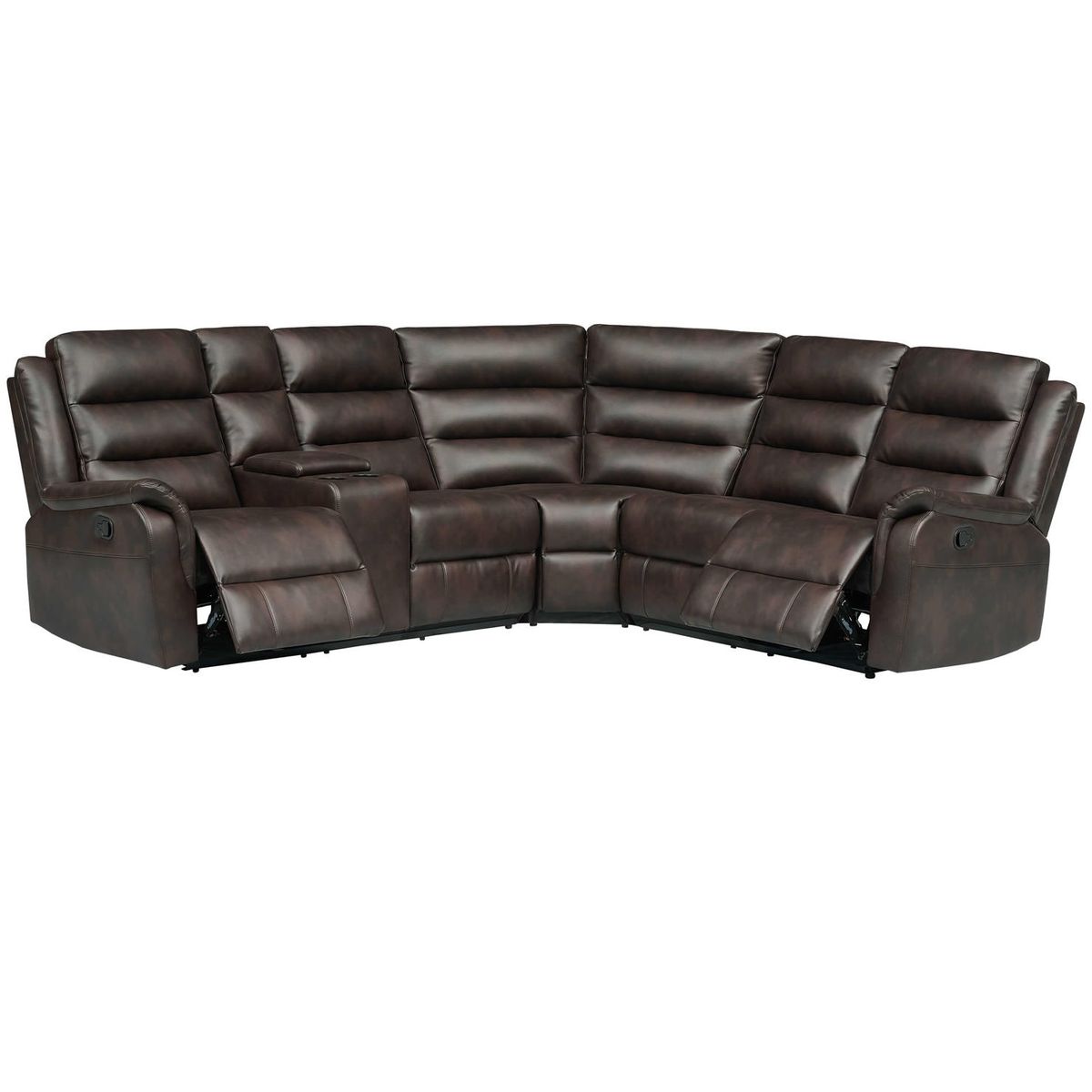 ECOMUSO - RECLINABLE SECCIONAL DAYTON 3PC PU BROWN ECOMUSO 8099