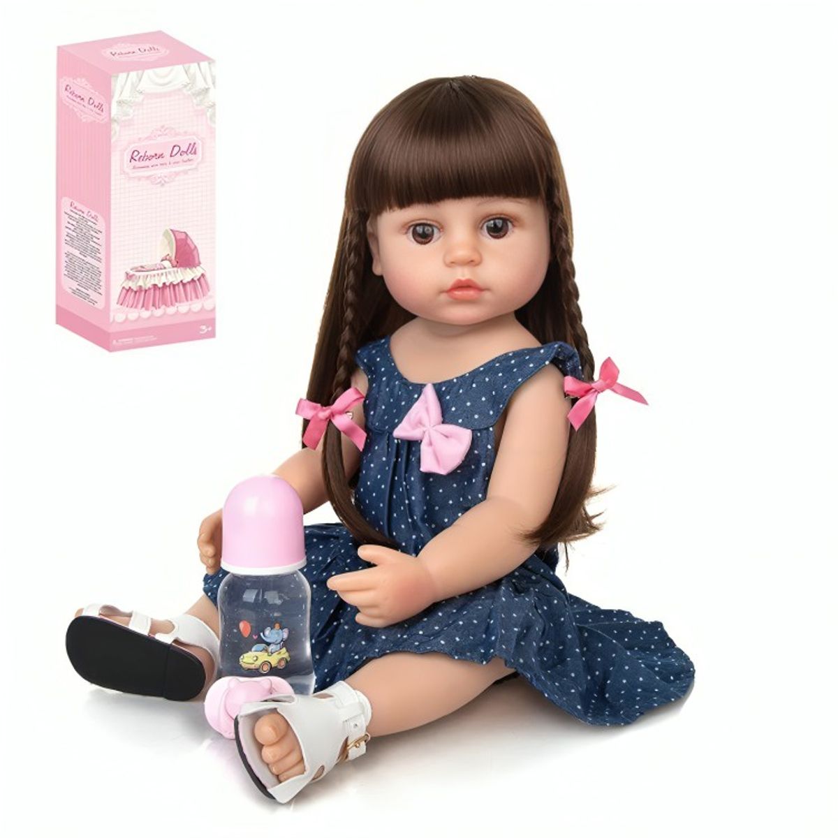 OEM - Muñeca realista pelo negro 55cm