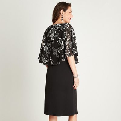 Imagen 2 del producto Vestido Negro Cuello Redondo Con Tapado