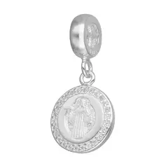 GENERICO - Charm Colgante Plata Fina Microcircones San Benito Protector Y Cruz
