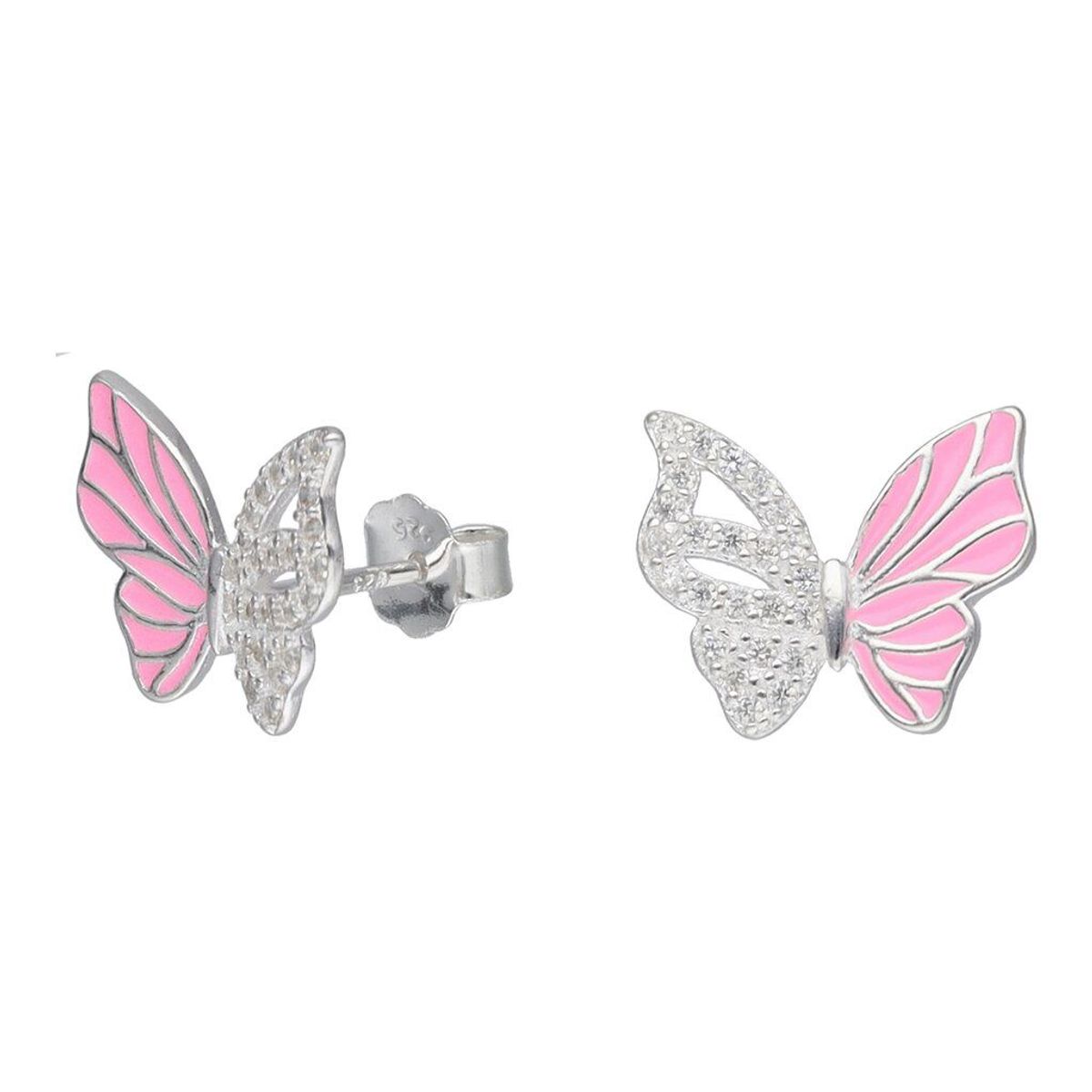 GENERICO - Aros Mariposa Plata Fina Rosa Con Microcircones Regalo Mujer