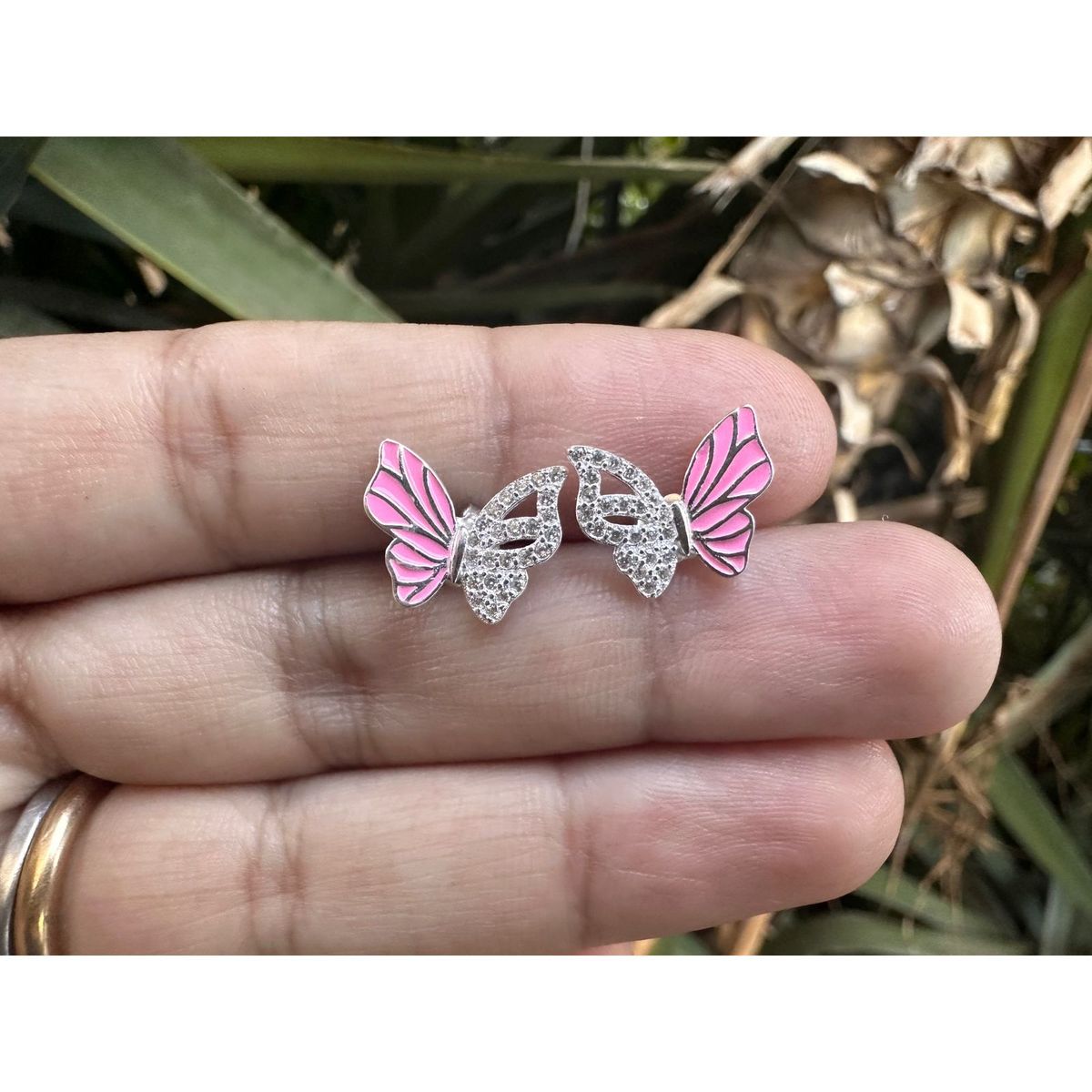 GENERICO - Aros Mariposa Plata Fina Rosa Con Microcircones Regalo Mujer