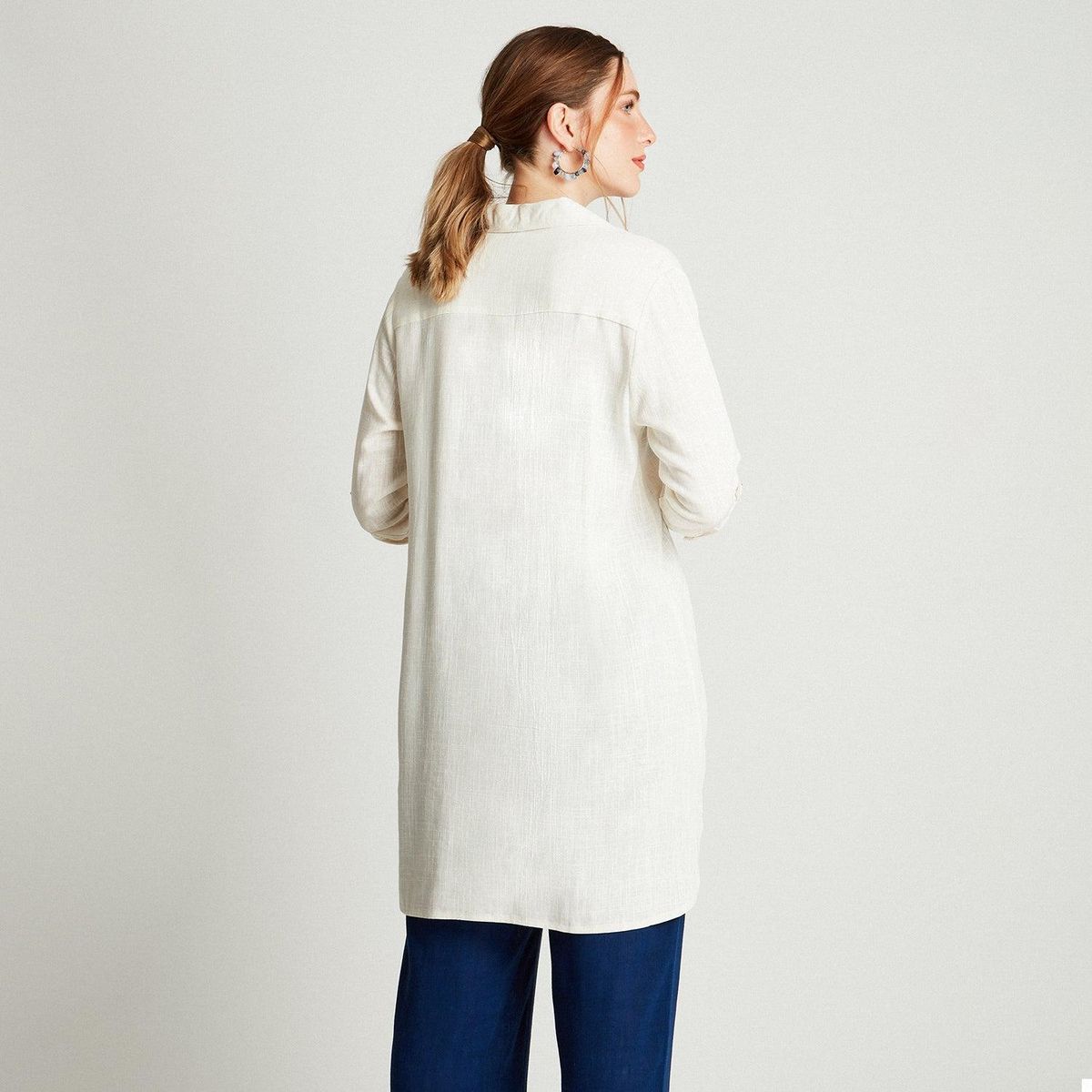 CURVI - Blusa Arena Manga 3/4 Cuello Camisero