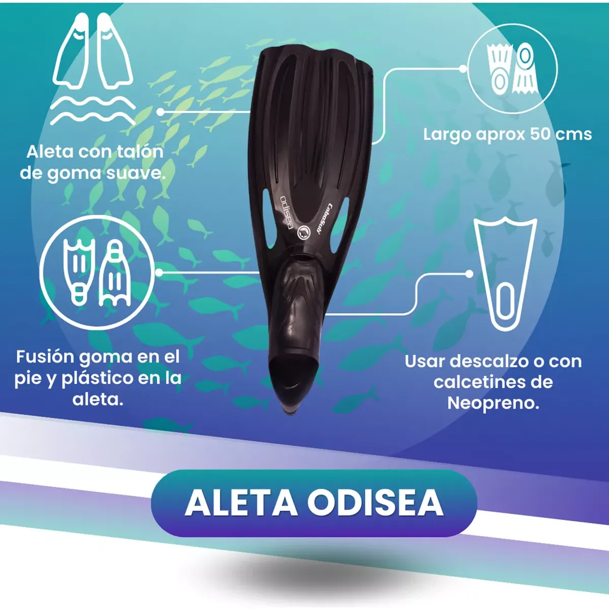 CABOSUB - Aleta De Buceo Odisea Cabosub Negra 42-43