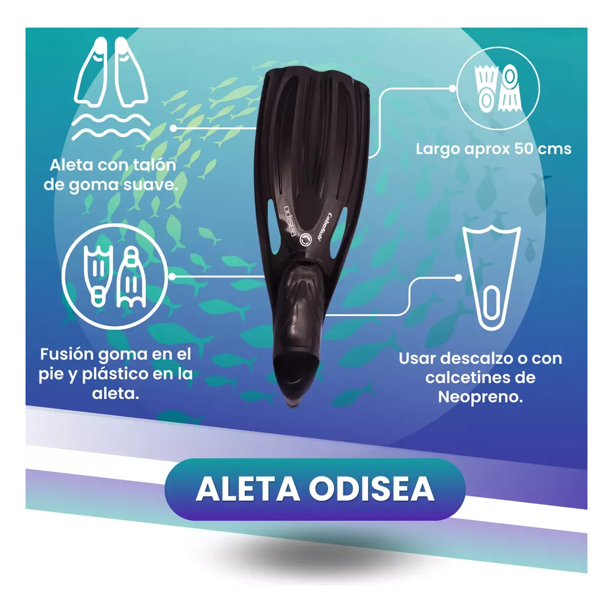 CABOSUB - Aleta De Buceo Odisea Cabosub Negra 42-43