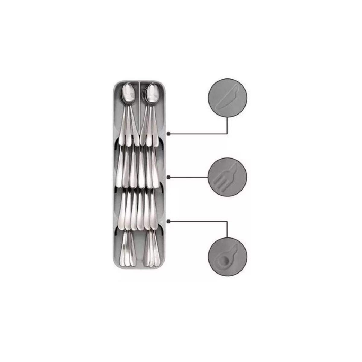 GENERICO - Bandeja organizadora para cubiertos 39x9 cm gris