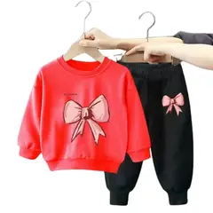 KIVARA - Buzo Niña Infantil Algodón Cintas Poleron Rojo
