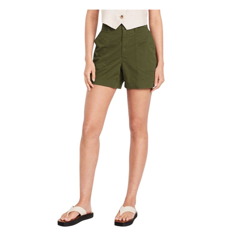 OLD NAVY - Shorts Tiro Alto Chino Mujer Verde