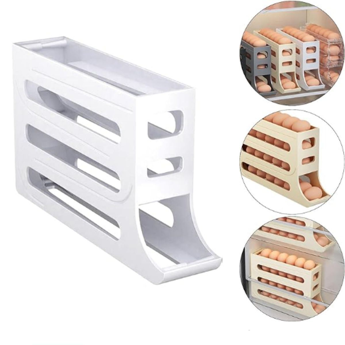 GENERICO - Dispensador de Huevos Pro con 4 Bases Perfecta para Organizar Huevos