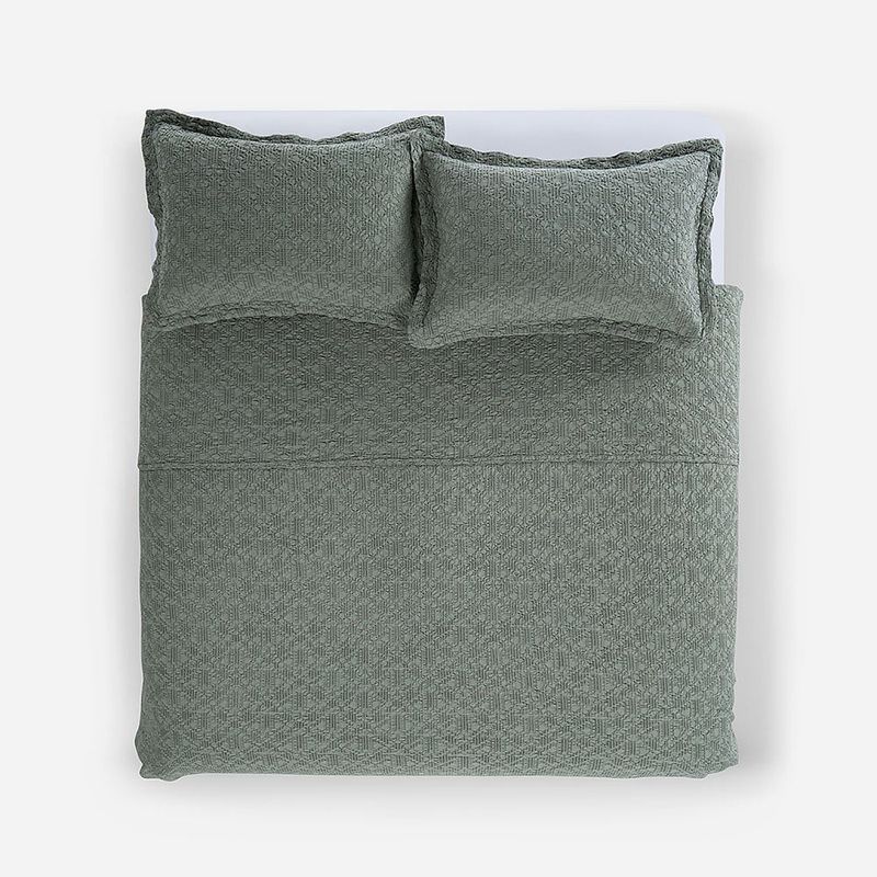 ROSEN - Colcha Algodón Textura Harbor Verde Oliva King