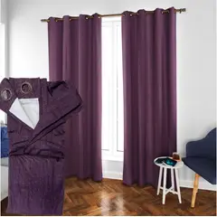 GENERICO - Set Cortinas 2 Paños engomadas Texturizada 140X220 Morado