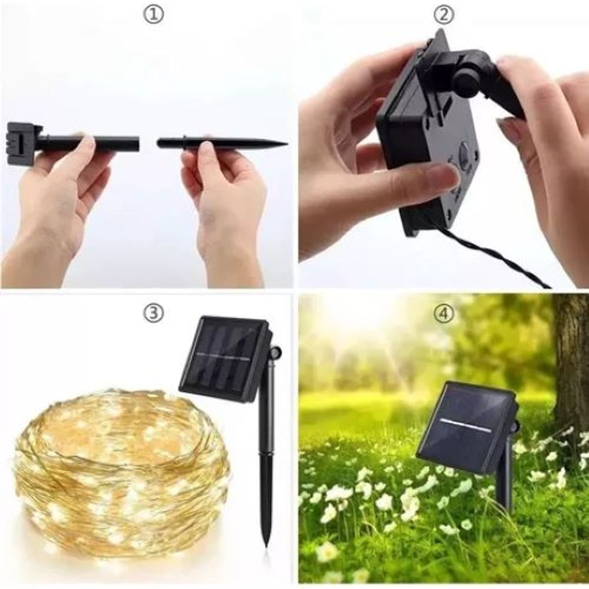 GENERICO - Luz Carga Solar 100 Led Luz Cálida Color Amarillo