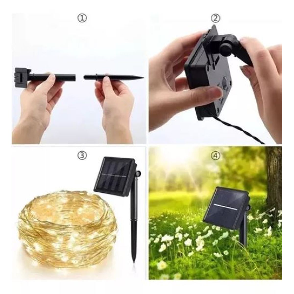 GENERICO - Luz Carga Solar 100 Led Luz Cálida Color Amarillo