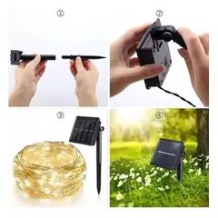 GENERICO - Luz Carga Solar 100 Led Luz Cálida Color Amarillo