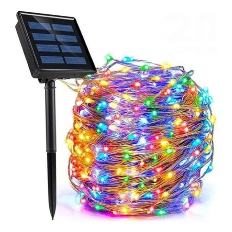 GENERICO - Luces Hada Alambre Guirnalda Solar 200 Led Multicolor 20m