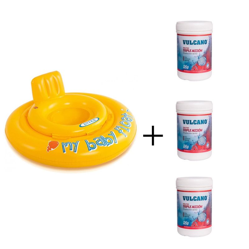 INTEX - FLOTADOR 70CM MY BABY + 3 TABLETA TRIPLE ACCION 1KG VULCANO