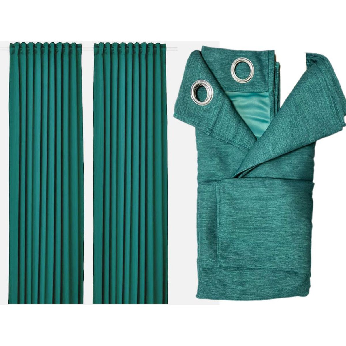 GENERICO - SET CORTINA 2 PAÑOS CON RELIEVE 140X230  VERDE