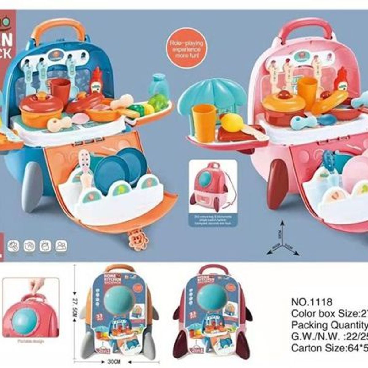 GENERICO - Set Juguete De Cocina Con 33Utensilios Para Niños celeste