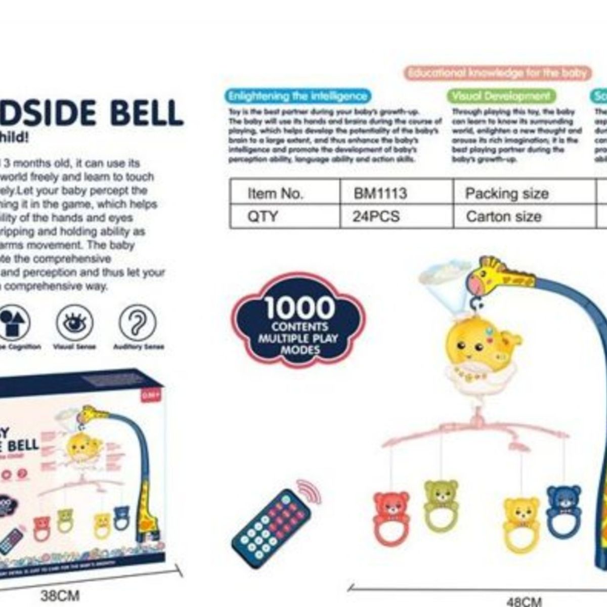 GENERICO - Móvil De Cuna Musical Sonajero Bebé Proyector Luz - Control